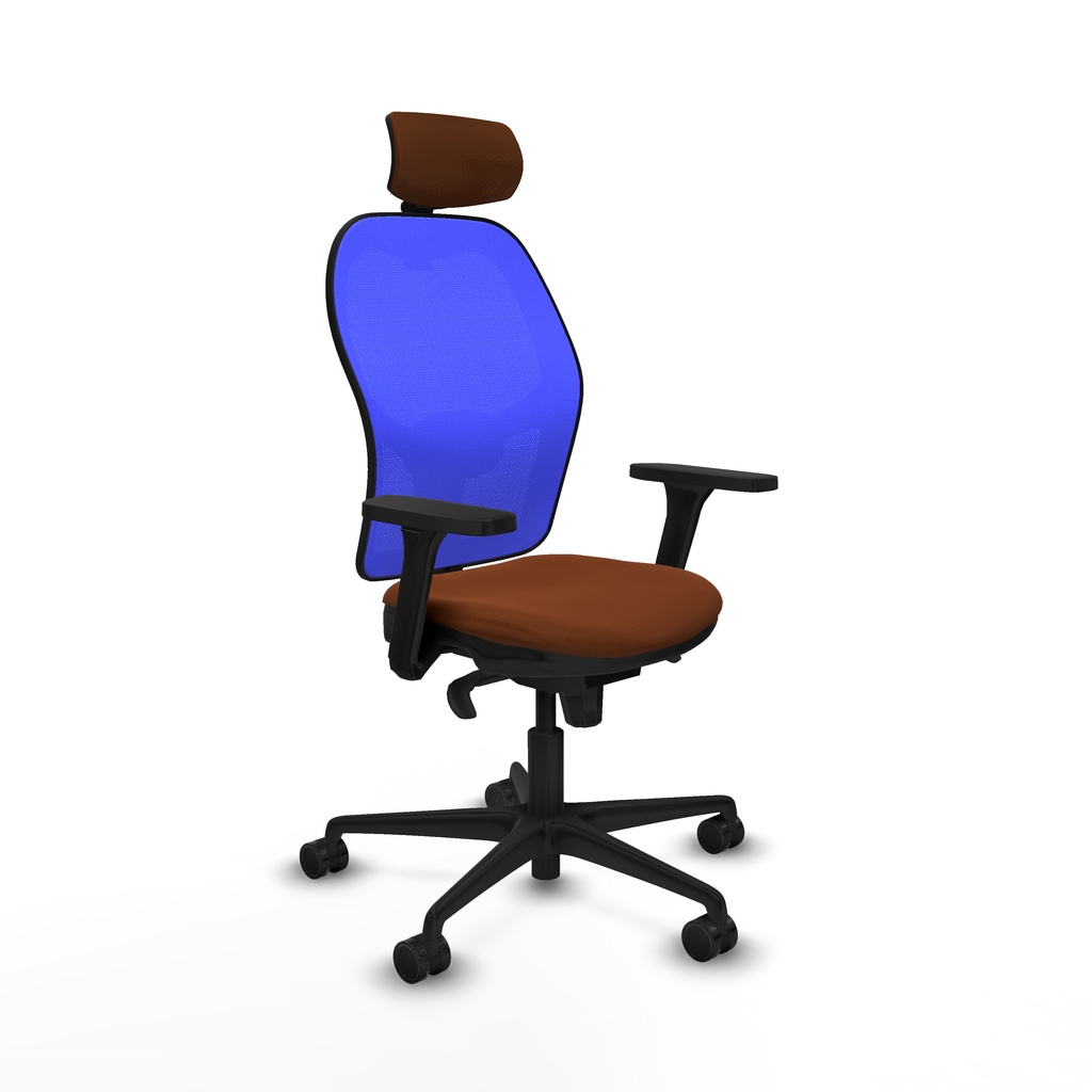 Jorquera sincro malla azul similpiel marrón brazos 3D base nailon cabecero 2D ruedas 65mm nailon