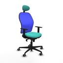 Jorquera sincro malla azul similpiel turquesa brazos 1D base nailon cabecero fijo ruedas 65mm engomada