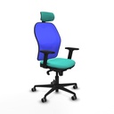 Jorquera sincro malla azul similpiel turquesa brazos 2D base nailon cabecero 2D ruedas 65mm engomada