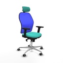 Jorquera sincro malla azul similpiel turquesa brazos 2D base aluminio cabecero 2D ruedas 65mm engomada