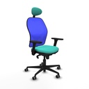 Jorquera sincro malla azul similpiel turquesa brazos 3D base nailon cabecero fijo ruedas 65mm engomada