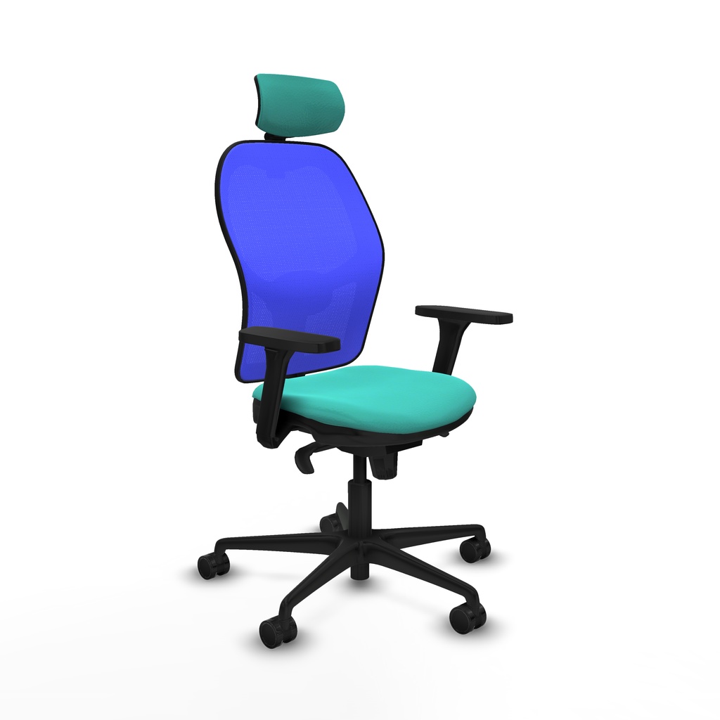 Jorquera sincro malla azul similpiel turquesa brazos 3D base nailon cabecero 2D ruedas 65mm nailon