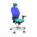 Jorquera sincro malla azul similpiel turquesa brazos 3D base aluminio cabecero fijo ruedas 65mm engomada