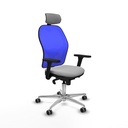 Jorquera sincro malla azul similpiel gris claro brazos 3D base aluminio cabecero 2D ruedas 65mm engomada