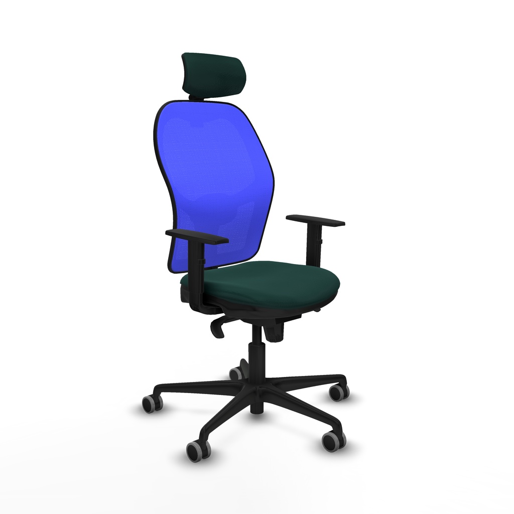 Jorquera sincro malla azul similpiel verde botella brazos 1D base nailon cabecero 2D ruedas 65mm engomada