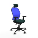 Jorquera sincro malla azul similpiel verde botella brazos 2D base nailon cabecero 2D ruedas 65mm engomada