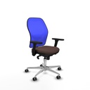 Jorquera sincro malla azul similpiel marrón oscuro brazos 3D base aluminio  ruedas 65mm engomada