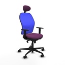 Jorquera sincro malla azul similpiel morado brazos 1D base nailon cabecero fijo ruedas 65mm nailon