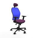 Jorquera sincro malla azul similpiel morado brazos 2D base nailon cabecero fijo ruedas 65mm nailon
