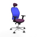 Jorquera sincro malla azul similpiel morado brazos 2D base aluminio cabecero fijo ruedas 65mm engomada