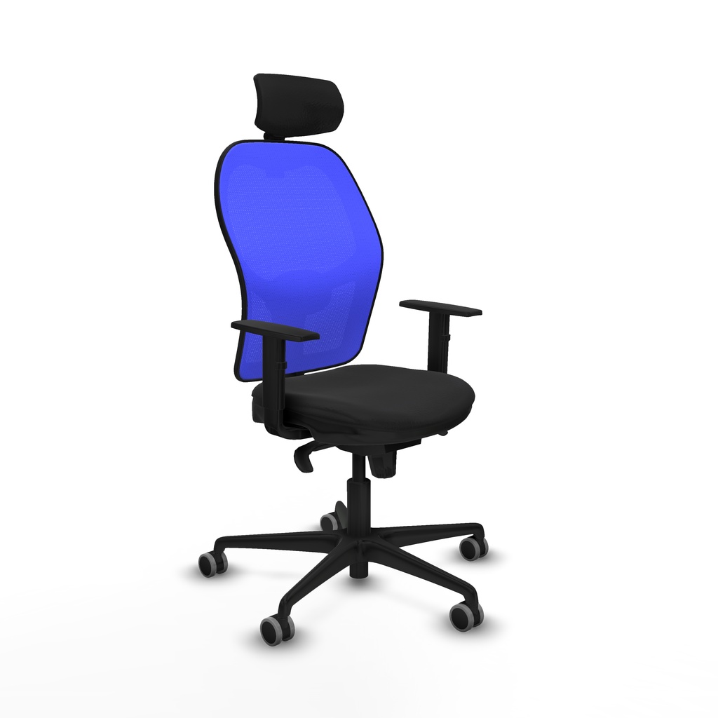Jorquera sincro malla azul similpiel negro brazos 1D base nailon cabecero 2D ruedas 65mm engomada
