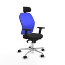 Jorquera sincro malla azul similpiel negro brazos 2D base aluminio cabecero 2D ruedas 65mm nailon