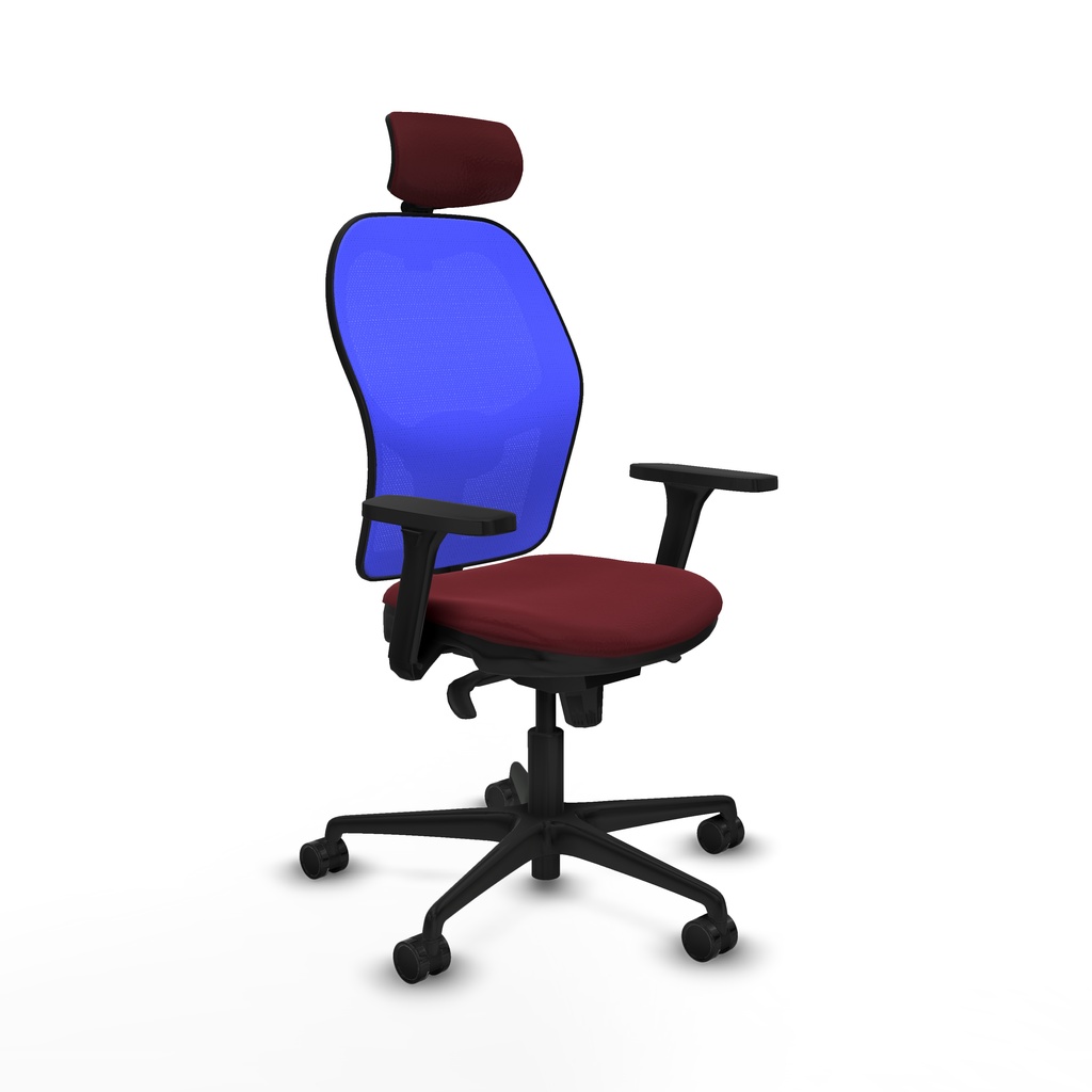 Jorquera sincro malla azul similpiel granate brazos 3D base nailon cabecero 2D ruedas 65mm nailon