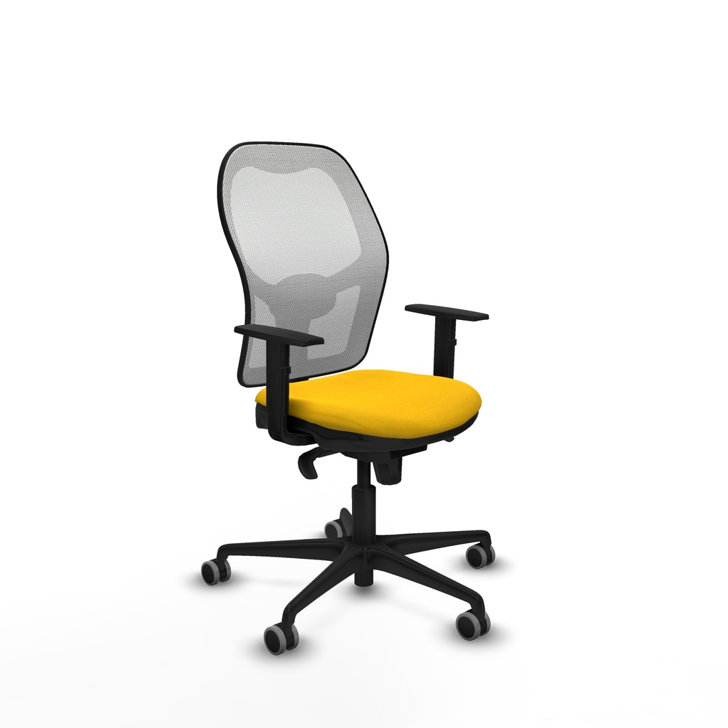 Jorquera sincro malla blanca bali amarillo brazos 1D base nailon  ruedas 65mm engomada