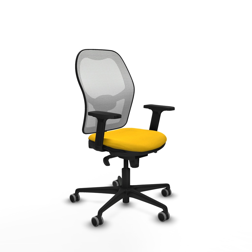 Jorquera sincro malla blanca bali amarillo brazos 2D base nailon  ruedas 65mm engomada