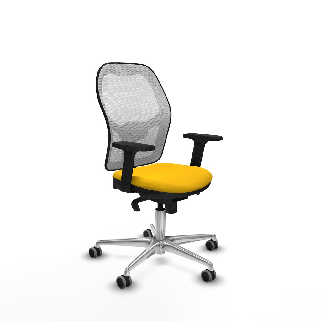 Jorquera sincro malla blanca bali amarillo brazos 2D base aluminio  ruedas 65mm engomada