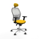 Jorquera sincro malla blanca bali amarillo brazos 2D base aluminio cabecero fijo ruedas 65mm engomada