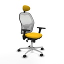 Jorquera sincro malla blanca bali amarillo brazos 3D base aluminio cabecero fijo ruedas 65mm nailon