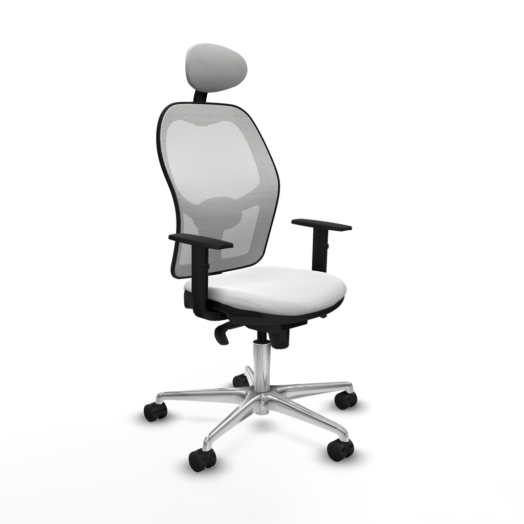 Jorquera sincro malla blanca bali blanco brazos 1D base aluminio cabecero fijo ruedas 65mm nailon