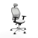 Jorquera sincro malla blanca bali blanco brazos 2D base aluminio cabecero fijo ruedas 65mm engomada