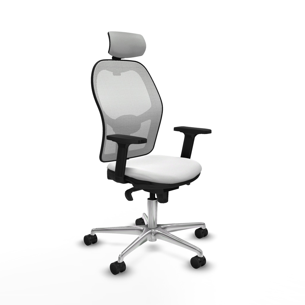 Jorquera sincro malla blanca bali blanco brazos 2D base aluminio cabecero 2D ruedas 65mm nailon