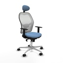 Jorquera sincro malla blanca bali azul cielo brazos 1D base aluminio cabecero fijo ruedas 65mm nailon
