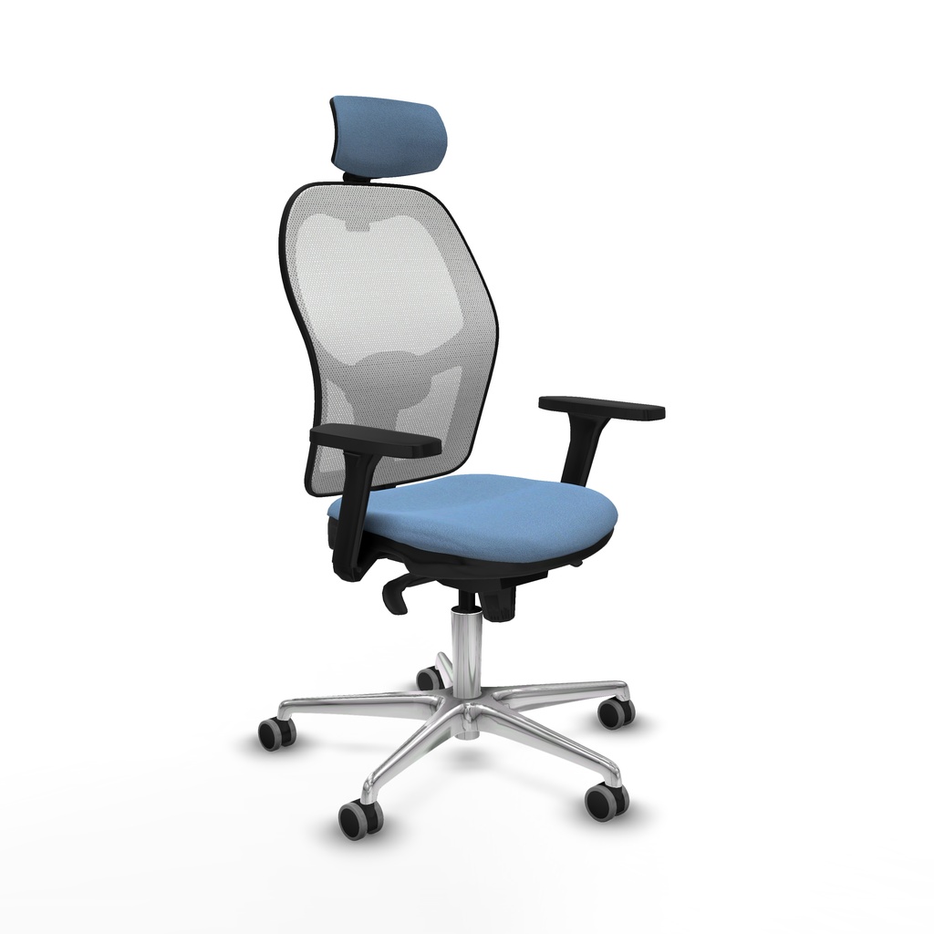 Jorquera sincro malla blanca bali azul cielo brazos 3D base aluminio cabecero 2D ruedas 65mm engomada