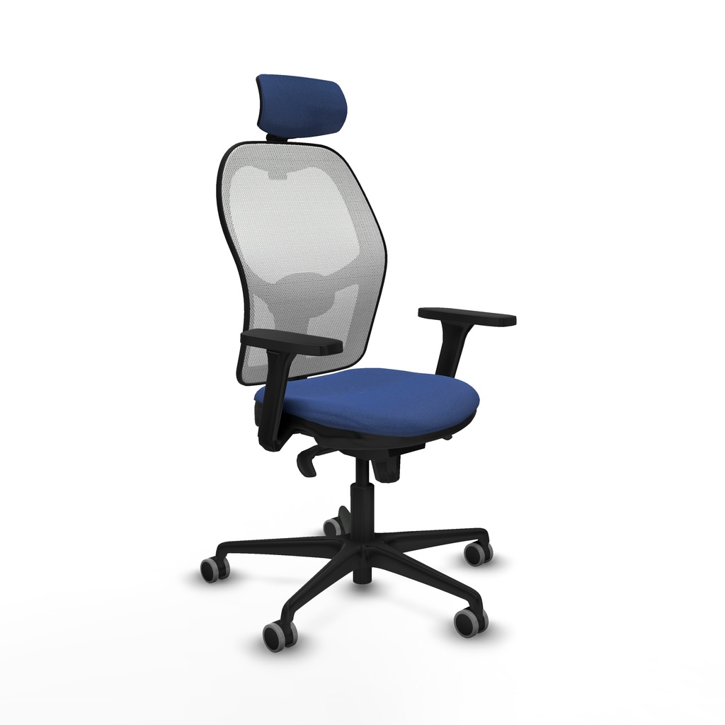 Jorquera sincro malla blanca bali azul marino brazos 3D base nailon cabecero 2D ruedas 65mm engomada