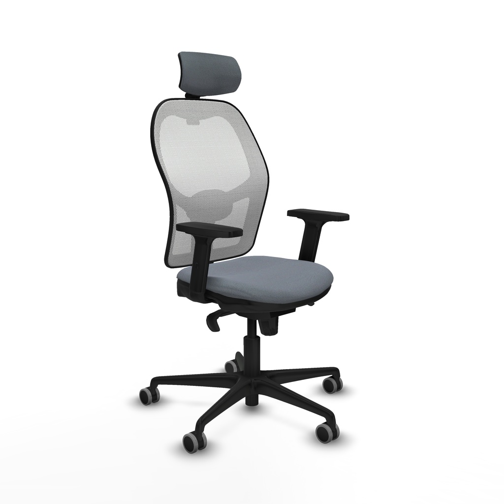 Jorquera sincro malla blanca bali gris brazos 2D base nailon cabecero 2D ruedas 65mm engomada
