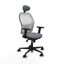 Jorquera sincro malla blanca bali gris brazos 2D base nailon cabecero fijo ruedas 65mm nailon