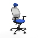 Jorquera sincro malla blanca bali azul brazos 2D base nailon cabecero fijo ruedas 65mm nailon