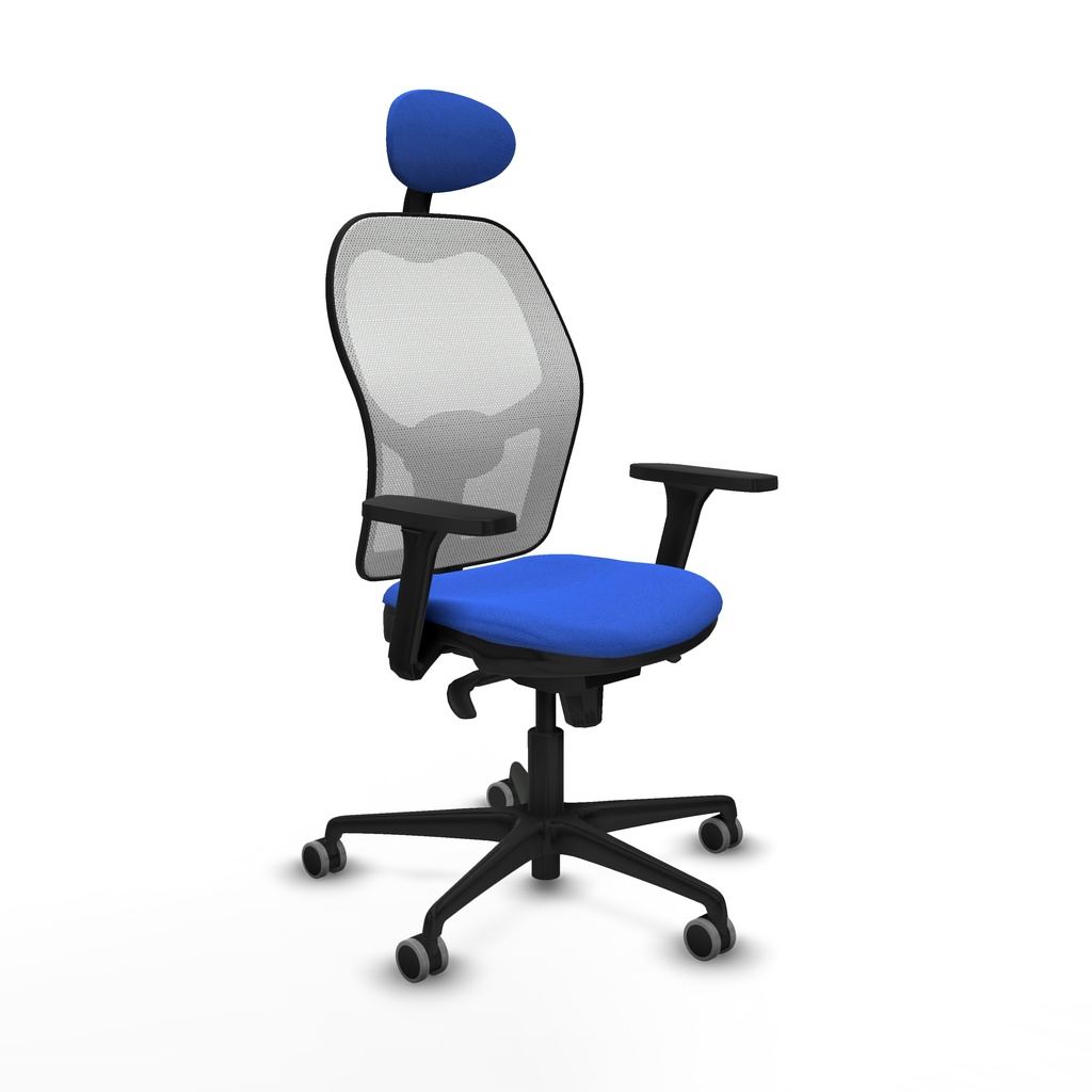 Jorquera sincro malla blanca bali azul brazos 3D base nailon cabecero fijo ruedas 65mm engomada