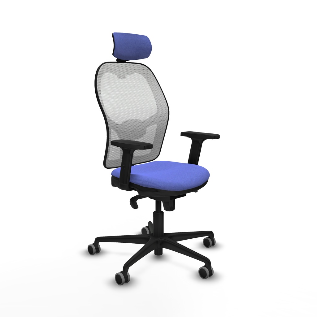 Jorquera sincro malla blanca bali azul claro brazos 2D base nailon cabecero 2D ruedas 65mm engomada