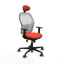 Jorquera sincro malla blanca bali naranja oscuro brazos 1D base nailon cabecero fijo ruedas 65mm engomada