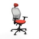 Jorquera sincro malla blanca bali naranja oscuro brazos 3D base nailon cabecero fijo ruedas 65mm engomada