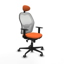 Jorquera sincro malla blanca bali naranja brazos 1D base nailon cabecero fijo ruedas 65mm engomada