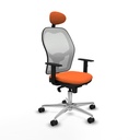 Jorquera sincro malla blanca bali naranja brazos 1D base aluminio cabecero fijo ruedas 65mm nailon