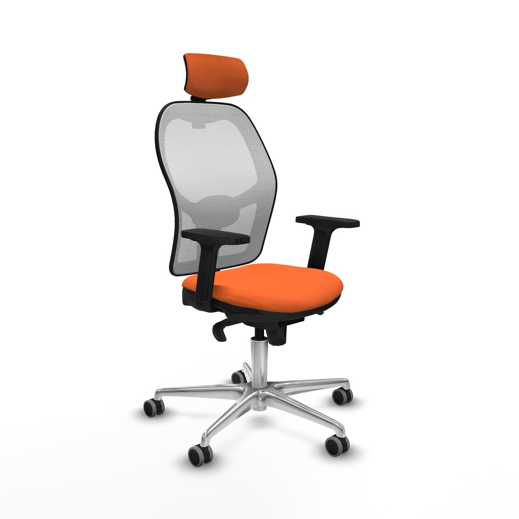 Jorquera sincro malla blanca bali naranja brazos 2D base aluminio cabecero 2D ruedas 65mm engomada