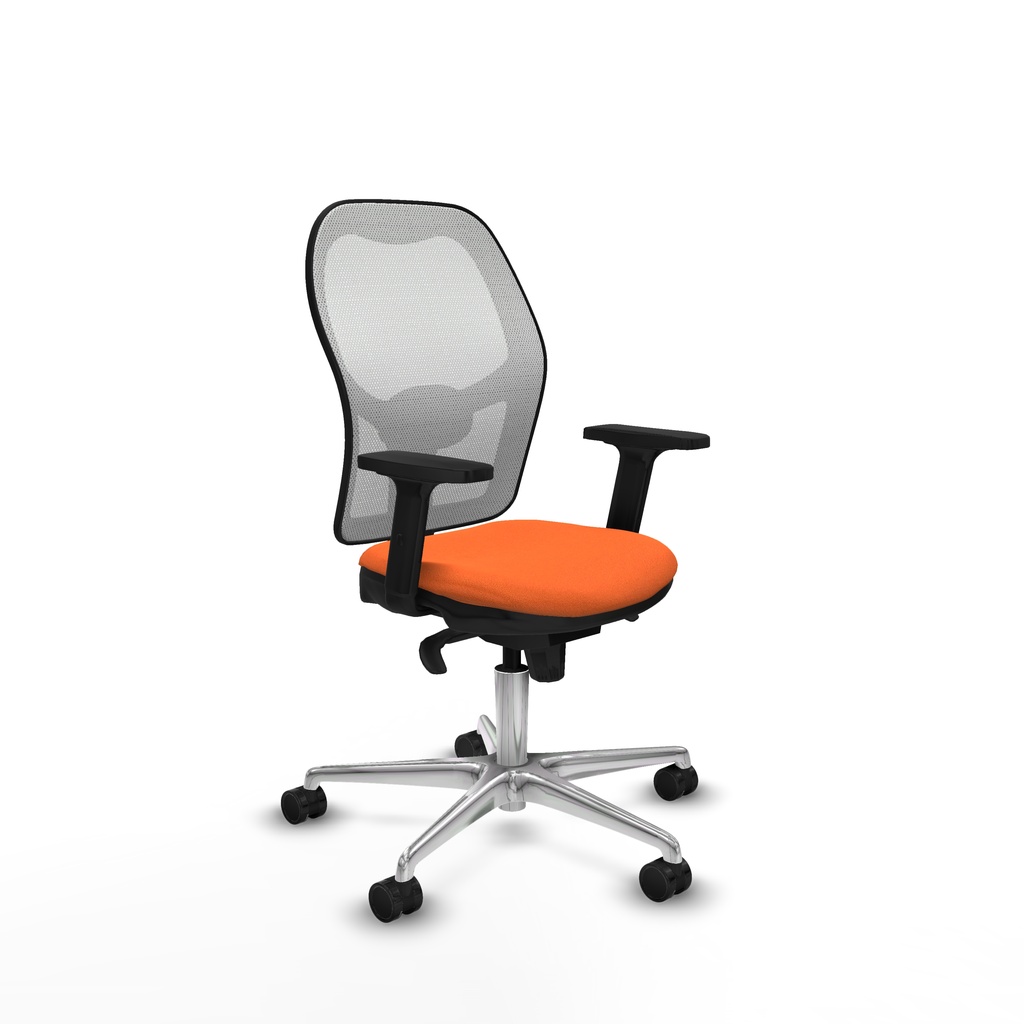 Jorquera sincro malla blanca bali naranja brazos 2D base aluminio  ruedas 65mm nailon