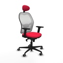 Jorquera sincro malla blanca bali rojo brazos 2D base nailon cabecero fijo ruedas 65mm engomada