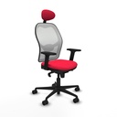 Jorquera sincro malla blanca bali rojo brazos 2D base nailon cabecero fijo ruedas 65mm nailon