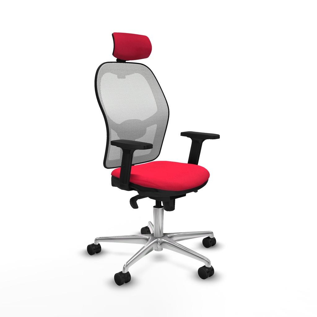 Jorquera sincro malla blanca bali rojo brazos 2D base aluminio cabecero 2D ruedas 65mm nailon