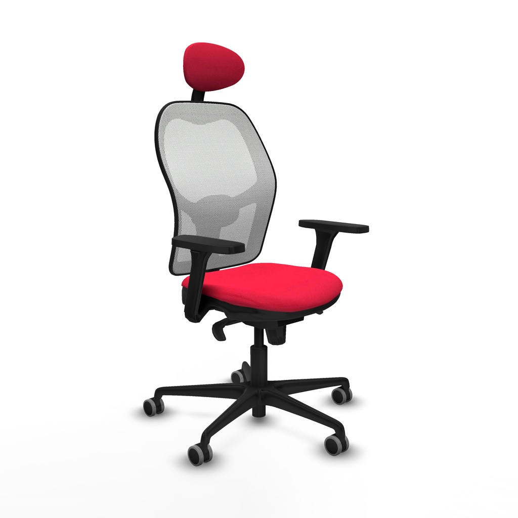Jorquera sincro malla blanca bali rojo brazos 3D base nailon cabecero fijo ruedas 65mm engomada