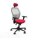 Jorquera sincro malla blanca bali rojo brazos 3D base nailon cabecero fijo ruedas 65mm engomada