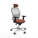 Jorquera sincro malla blanca bali marrón brazos 2D base aluminio cabecero 2D ruedas 65mm engomada