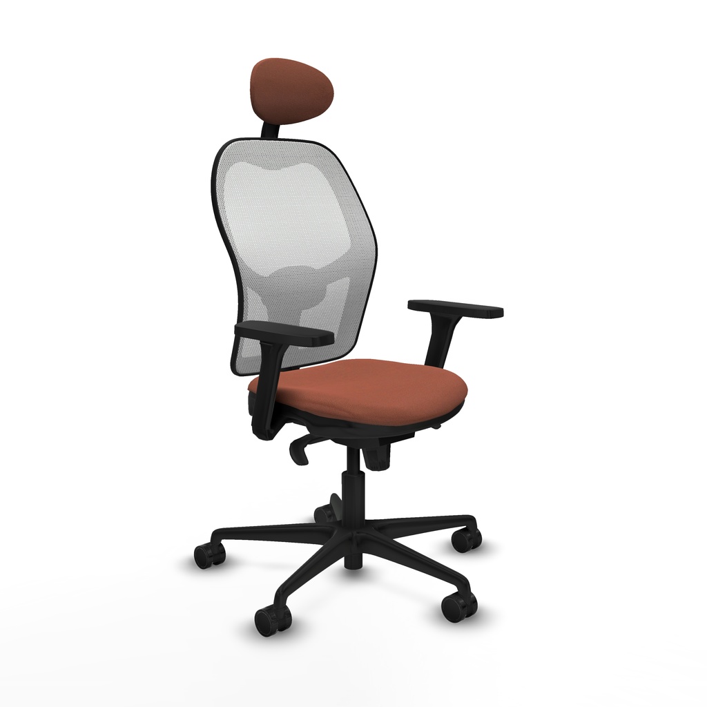 Jorquera sincro malla blanca bali marrón brazos 3D base nailon cabecero fijo ruedas 65mm nailon