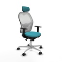 Jorquera sincro malla blanca bali turquesa brazos 1D base aluminio cabecero 2D ruedas 65mm nailon