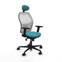 Jorquera sincro malla blanca bali turquesa brazos 2D base nailon cabecero fijo ruedas 65mm nailon