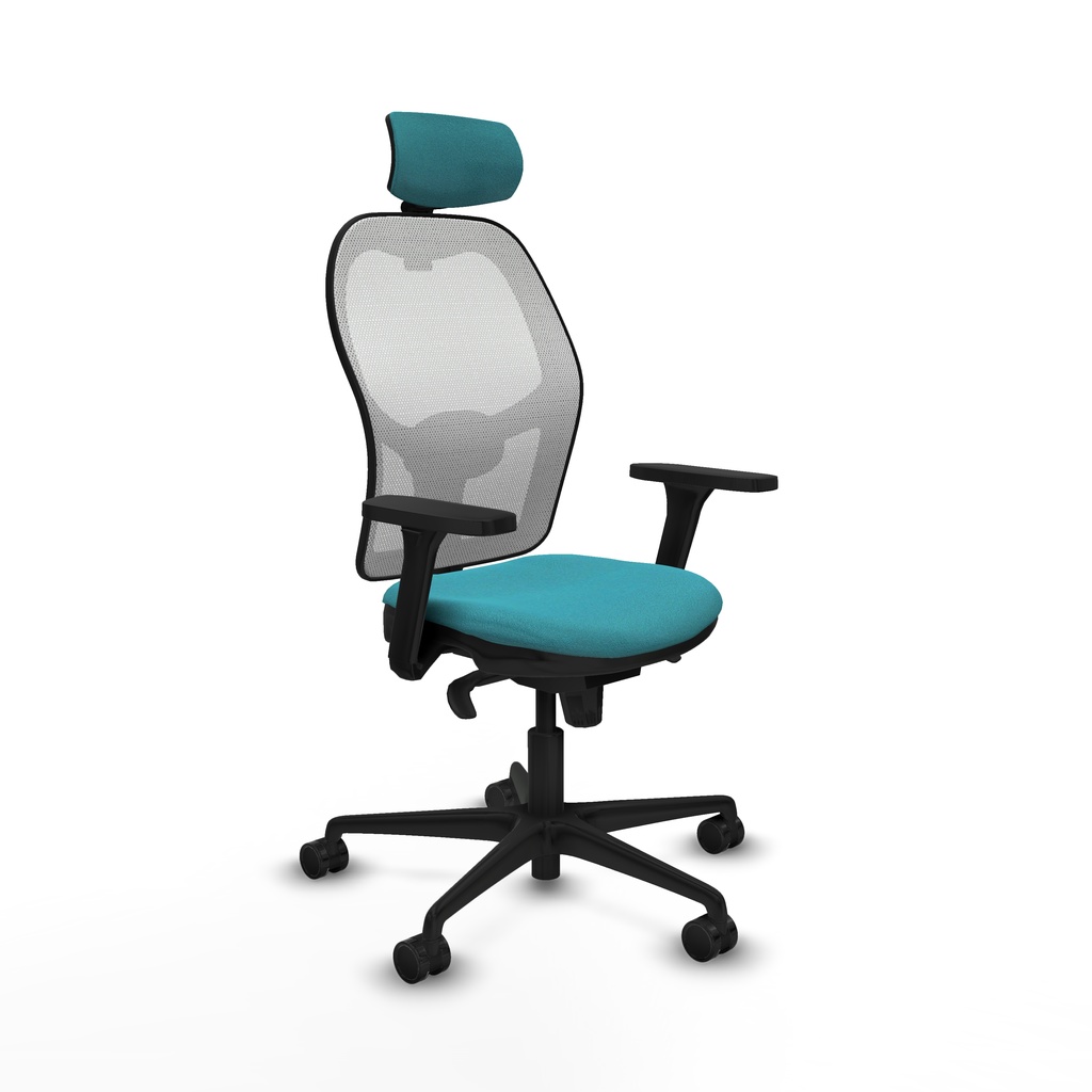 Jorquera sincro malla blanca bali turquesa brazos 3D base nailon cabecero 2D ruedas 65mm nailon