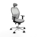Jorquera sincro malla blanca bali gris claro brazos 1D base aluminio cabecero fijo ruedas 65mm nailon
